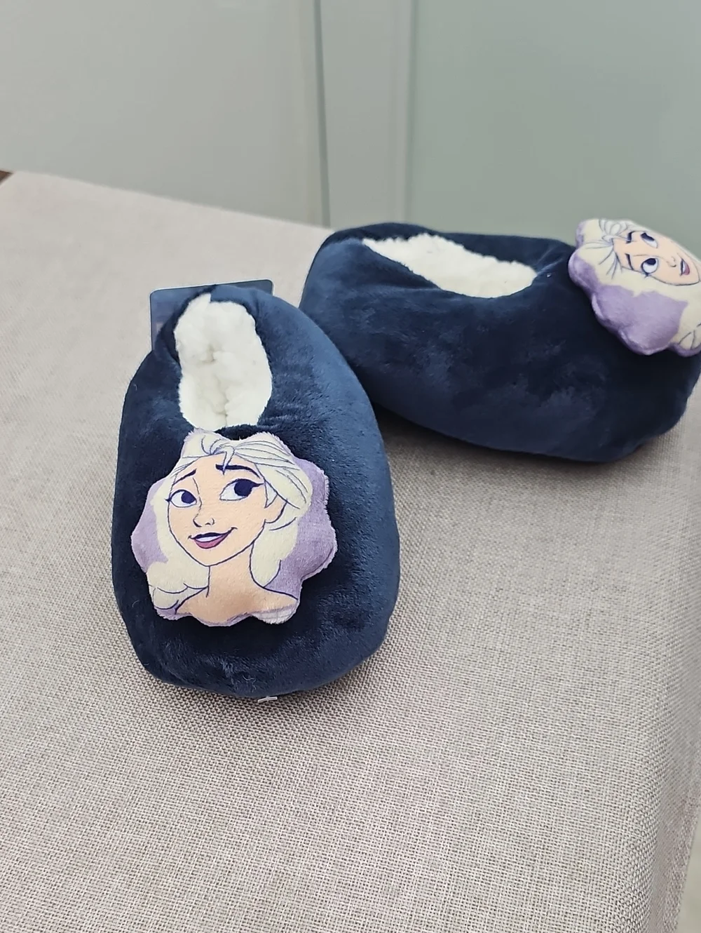 Disney Frozen Elsa Girls' Plush Slipper Booties - Navy Blue